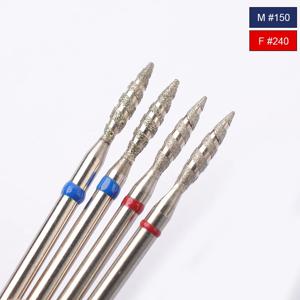 2Pc 토네이도 불꽃 다이아몬드 네일 드릴 비트 매니큐어 커터 로터리 버 드릴 액세서리 나선형 네일 밀스 도구