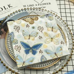 다채로운 인쇄 냅킨 새로운 나비 모델 호텔 카페 파티 웨딩 스퀘어 종이 냅킨 Placemats 식품 등급 냅킨 2 플라이 33c