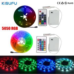 DC 5V 5050 RGB 스트립 LED 조명 배터리 전원 IP21/IP65 리본 테이프 안정적인 Led 스트립 실내 실외 3/24/44key 제어 원격