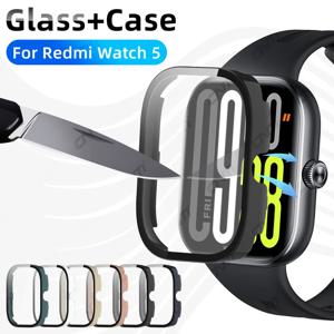 Xiaomi Redmi Watch 5 용 유리 + 케이스 Redmi Watch5 액세서리 용 강화 유리 화면 보호기 및 하드 PC 보호 범퍼