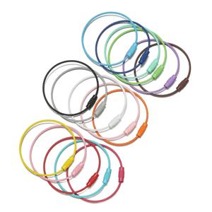 10 개/몫 다채로운 철 와이어 키 체인 케이블 루프 나사 잠금 로프 키 홀더 열쇠 고리 열쇠 고리 반지 보석 만들기 용품