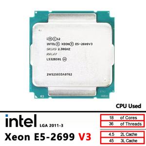 인텔 제온 E5 2699 V3 중고 E5 2699V3 CPU 프로세서 2.3GHz 18코어 LGA 2011-3