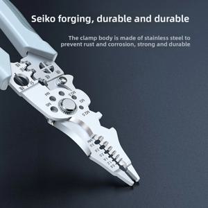 다기능 산업용 와이어 스트리퍼 커터 크림퍼 헤비 듀티 스테인리스 스틸 전기 플라이어 인체공학적 편안한 그립+