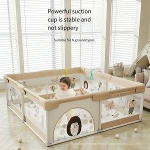 아기 놀이터 안전 게이트 크롤링 매트가있는 부드러운 메쉬 놀이 마당 유아를위한 내구성 실내 놀이 공간 유아 홈 보호