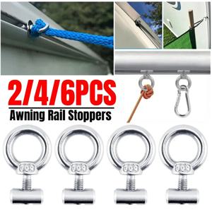 2-6PCS 캠핑카 차량용 어닝 레일 스토퍼 스테인레스 스틸 리프팅 아이 너트 패스너 텐트 트랙 로프리프팅 링 카라반 액세서리
