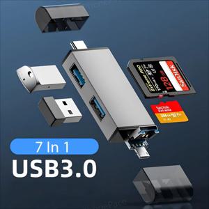7 in 1 다기능 USB 3.0 카드 리더기 마이크로 TF SD 카드 메모리 리더기 USB 플래시 드라이브 타입 C 카드 어댑터 OTG