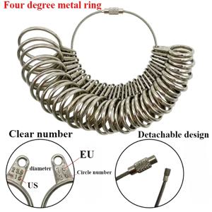 새로운 뜨거운 판매 4 사용 금속 반지 반지 측정 반지 번호 측정 장치 손가락 반지 크기 측정