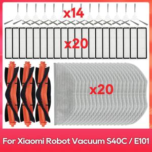 호환 가능: ( Xiaomi Robot Vacuum S40C / E101 ) 로봇 청소기 소모품 키트 – 메인 및 사이드 브러시, 필터, 걸레 천