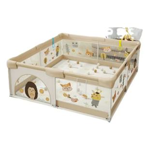 아기 놀이 울타리 안전 게이트 소프트 메쉬 놀이 공간, 기어 다니는 매트 포함, 유아용 실내 놀이 공간, 가정 안전 보호