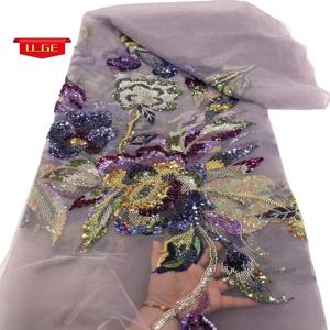 최신 고품질 섬세한 우아한 부드러운 Embroiderd 스팽글 Tulle 레이스 원단 웨딩 이브닝 드레스 U_Ge1578