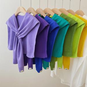 봄 가을 여성용 크로스 니트 숄더 랩 넥 프로텍션 스몰 숄 고급 울 스카프 에어컨 룸 페이크 칼라