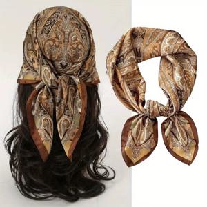 패션 페이즐리 인쇄 실크 Hairbands 스카프 여성 2025 새로운 우아한 두건 목 스카프 헤드 밴드 Foulard 여성 스카프