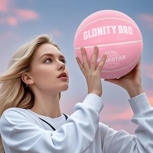 여성용 농구공 사이즈 5,6,7 핑크 공식 경기용 어린이 농구공 실내외 표준 공 PU 미끄럼 방지 내구성