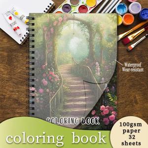 성인 색칠하기 책 - 8.3x11.2인치, 32페이지, 판타지 가든 파스 - 스트레스 해소에 도움이 되며 훌륭한 선물로 제공됩니다.