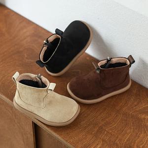 가을 겨울 어린이 패션 인과 열 부츠 따뜻한 플러시 소녀 발목 부츠 다목적 지퍼 키즈 소년 면화 부츠 간단한