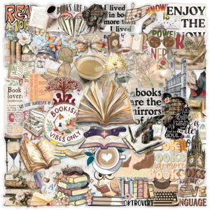 50PCS 레트로 독서 스티커 Bookish DIY 스티커 전화 노트북 수하물 스케이트 보드 낙서 투명 데칼