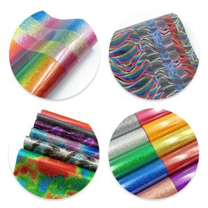 글리터 열전사 비닐 필름 PU HTV 다리미 부착 의류용 비닐 DIY 티셔츠 선물용 38가지 색상 카메오 또는 기타 도구로 재단 가능