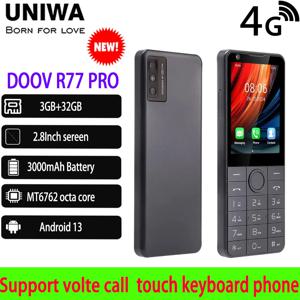 DOOV R77 Pro 4G 터치 키보드 구글 모바일 폰 2.8인치 화면 3GB+32GB 안드로이드13 5MP 왓츠앱 다국어 키보드 휴대폰