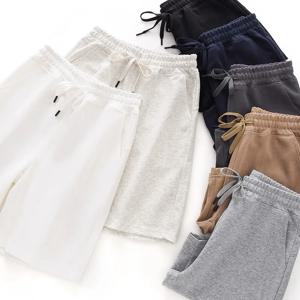 헤비 코튼 반바지 남성 여름 미국식 루즈핏 큰 사이즈 캐주얼 스포츠 통기성 단색 스웨트팬츠 트렌디