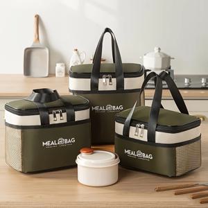 대형 보온 도시락 가방 |   알루미늄 호일 열 차단재 + 내구성 있는 폴리에스터 |   작업/학교/피크닉용 메쉬 포켓 및 지퍼