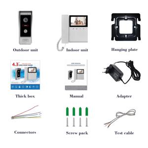 4.3인치 TFT 모니터 4 유선 비디오 도어폰 IR 야간 투시 인터콤 비주얼 도어벨 도어 카메라