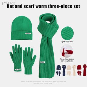 여성을위한 3Pcs 겨울 니트 모자 스카프 장갑 세트 부르고뉴 편안한 부드러운 캐주얼 따뜻한 모자 세트 야외 방풍 승마 세트