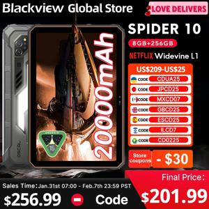 블랙뷰 오스칼 스파이더 10 러기드 태블릿 11인치 HD+ IPS 디스플레이 20000mAh 45W 옥타코어 안드로이드 256GB IP68&IP69K 아웃도어 패드 PC