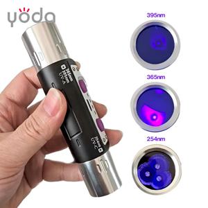 장파 및 단파 UV 램프 365nm 395nm 254nm 광물 인광 탐지기 UVA UVC 블랙라이트 LED 손전등 ZWB3 필터 포함