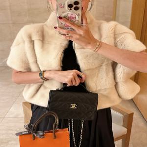 레트로 동대문 여성 조끼 코트 지퍼 스탠드 칼라 인조 밍크 반팔 두꺼운 아우터 데일리 따뜻한 단색