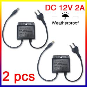 2pcs DC12V 2A EU 플러그 전원 어댑터 방수 CCTV 보안 감시 AHD 카메라 충전기 NVR DVR 입력 AC100V-240V
