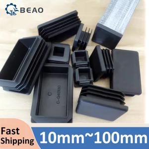 검정색 직사각형 블랭킹 엔드 캡 튜브 플러그 풋 패드 플라스틱 사각형 테이블 및 의자 장식 커버 10mm~100mm