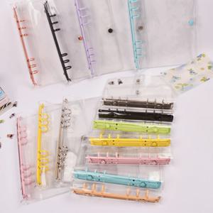 경량 PVC 루즈리프 케이스 6홀 A6 투명 루즈리프 케이스, 컬러 클립, 심플 캔디 컬러 앨범 케이스