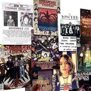 스트레인저 씽즈 상품 장식 카드 스타일 방 배경 장식 스티커 만화 스타일 손으로 그린 스타일 팬 선물