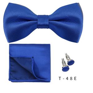 솔리드 Bowtie 포켓 스퀘어 커프스 단추 세트 비즈니스 남성 목 3pcs 나비 넥타이 Handky 커프스 단추 세트 포켓 손수건 액세서리