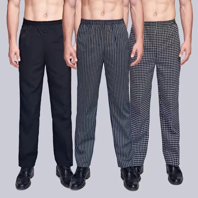 남성용 요리사 바지 레스토랑 주방 요리사 바지 남여 요리사 작업 경량 헐렁한 바지 요리사 액세서리 유니폼 남성