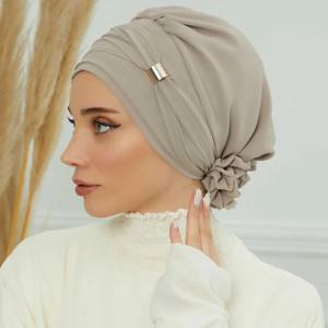 일반 이슬람 인스턴트 터번 모자 내부 Hijabs 모자 여성 이슬람 두건 보닛 인도 모자 여성 Headwrap Turbante Mujer Flower