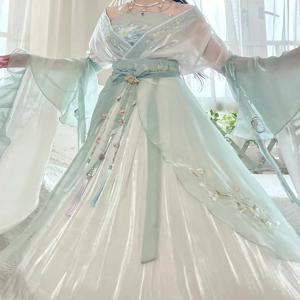 중국어 Hanfu 드레스 여성 고대 전통 수 놓은 Hanfu 세트 카니발 요정 코스프레 의상 녹색 Hanfu 댄스 드레스