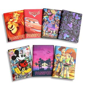 디즈니 킹 라이온 여권 커버 장난감 자동차 여행 여권 홀더 여성용 가죽 기능 명함 케이스 ID 카드 홀더