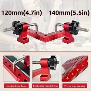 알루미늄 합금 목공용 직각 클램프 90도 위치 지정자 포함, 간편 조립 스테인리스 고정 지그