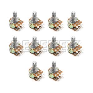 WH148 전위차계, 너트 및 와셔 포함, 선형 전위차계, 6 핀, 15mm 샤프트, B1K, B2K, B5K, B10K, B20K, B50K, B100K, B500K, B1M, 10 개