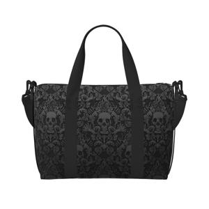 고딕 블랙 해골 다 마스크 인쇄 손 여행 가방 다목적 Weekender 가방 남여 캐주얼 방수 스포츠 요가 수하물 가방