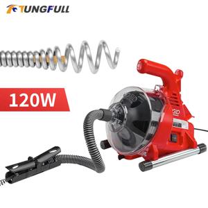 220V 전기 하수구 파이프 준설 기계 19-28MM 청소 기계 120W 파이프 준설선 화장실 주방용 배수 클리너