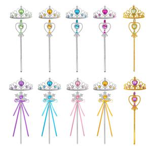 키즈 라인 석 티아라 크라운과 마술 지팡이 반짝이 크리스탈 헤드 후프 쥬얼리 헤어 액세서리 여자 십대 생일 선물