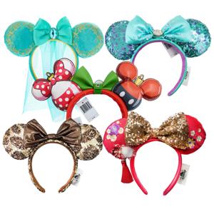 디즈니 공주 미키 미니 마우스 귀 머리띠 어린이 디즈니 랜드 미키 성인/여성 인어 가죽 플러시 스팽글 코스프레