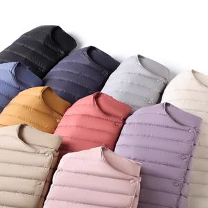 한국 초경량 다운 라이너, 따뜻한 인테리어 2024, O넥 가변 V넥, 심플한 슬림 다운 코트, 최고급 가을 겨울 신상