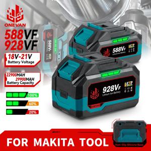 ONEVAN 21V 리튬 배터리 928VF 29900mAh 588VF 22900mAh 용량 표시기 Makita 18V 배터리 핀 전동 공구 충전식