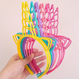 유니콘 파티 머리띠, 캔디 컬러, 유니콘 머리띠, 소녀 플라스틱 머리띠, 가족 장식, 파티 헤어 액세서리, 6 개, 12 개