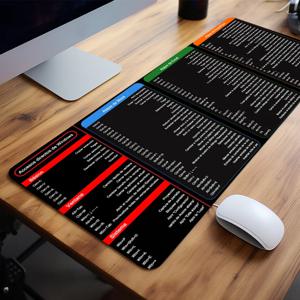 스페인어 Excel 단축키 패턴 대형 마우스 패드 사무실 책상 매트 컴퓨터 키보드 패드 스타터 사무원 학생을위한 선물