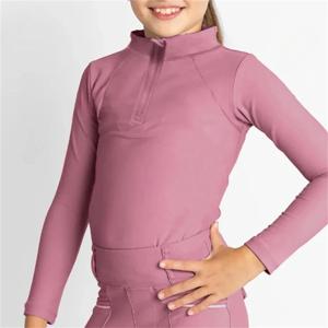 MXLLINA 지퍼 승마 티셔츠, 긴 소매 스포츠 승마 의류, 통기성 상의, 소녀 훈련 대회 블라우스