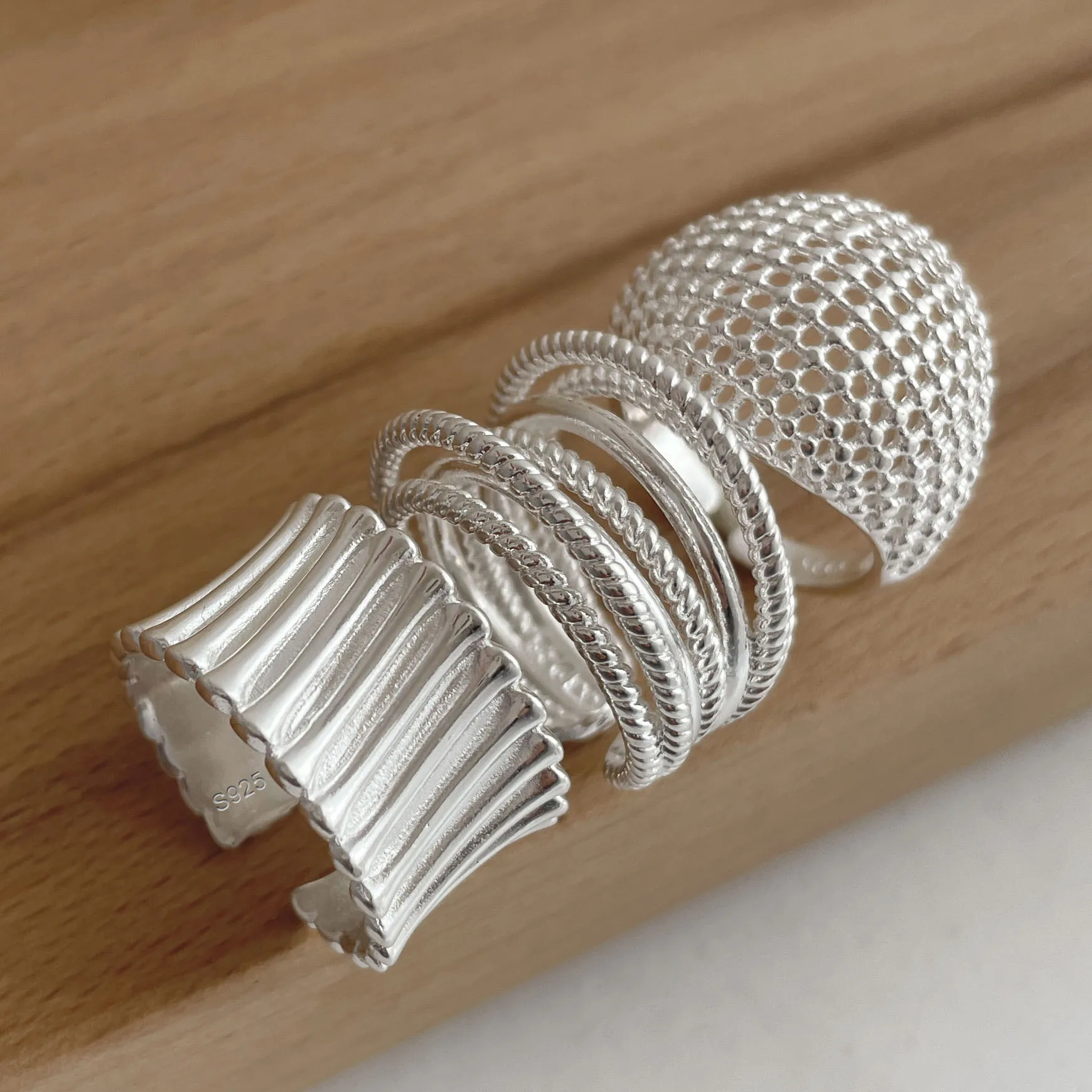 여성용 925 스털링 실버 반지, 커플용 미니멀리스트 수제, 심플한 와이드 인터웨어 링, 파티 쥬얼리 선물, 알레르기 방지